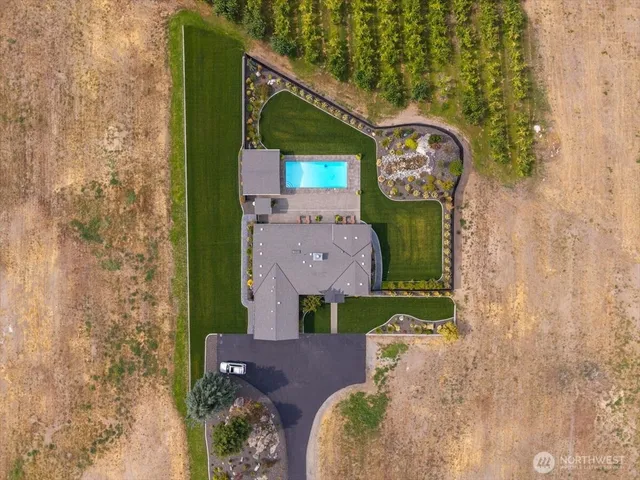 a view of swimming pool with a yard