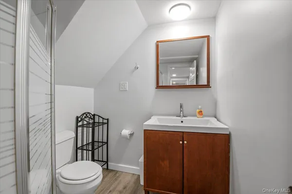 a bathroom with a toilet a sink and mirror