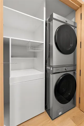 a close up view of a washer and dryer in a utility room