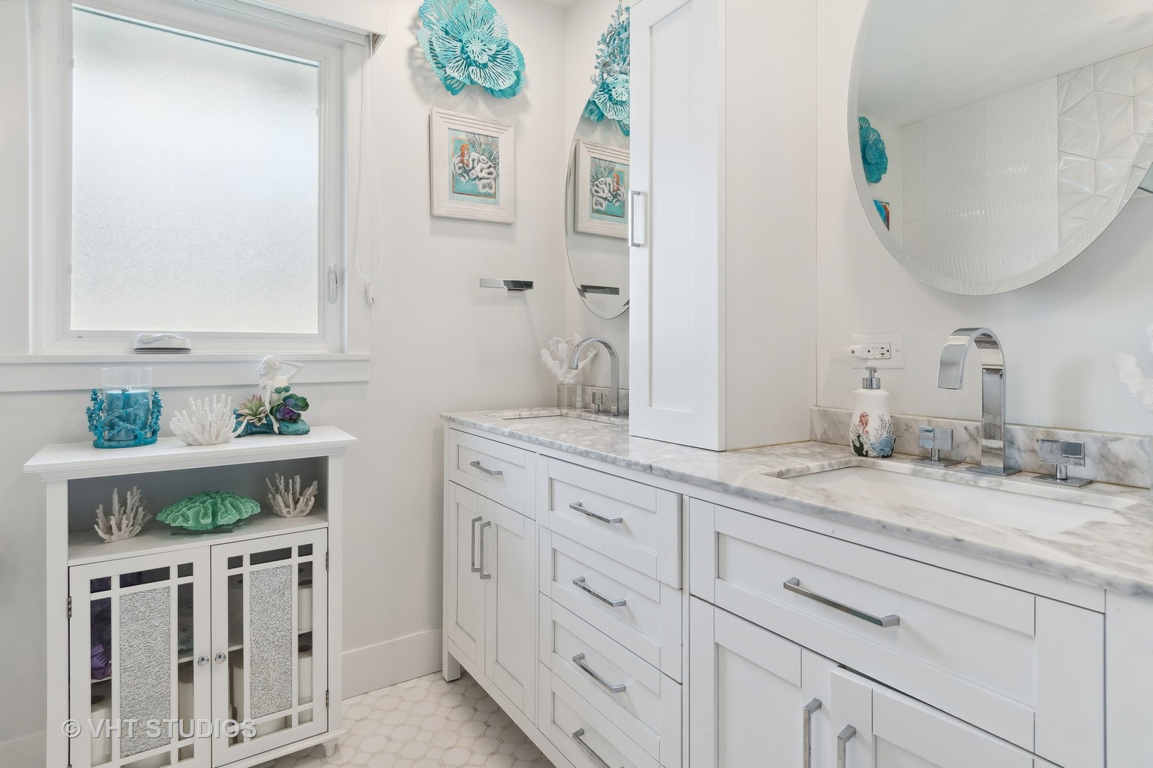 14107 Naperville Road Plainfield, IL 60544 - Photo 20 of 49 a spacious bathroom with a granite countertop sink and a mirror