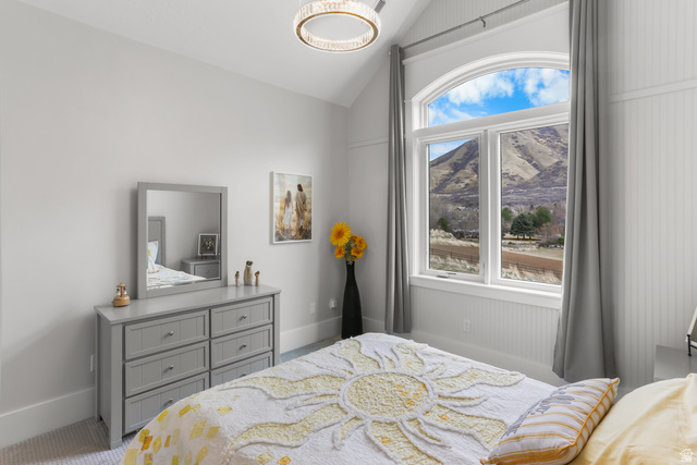 1354 South 800 East Mapleton, UT 84664 - Photo 52 of 129 Bedroom featuring lofted ceiling and a mountain view