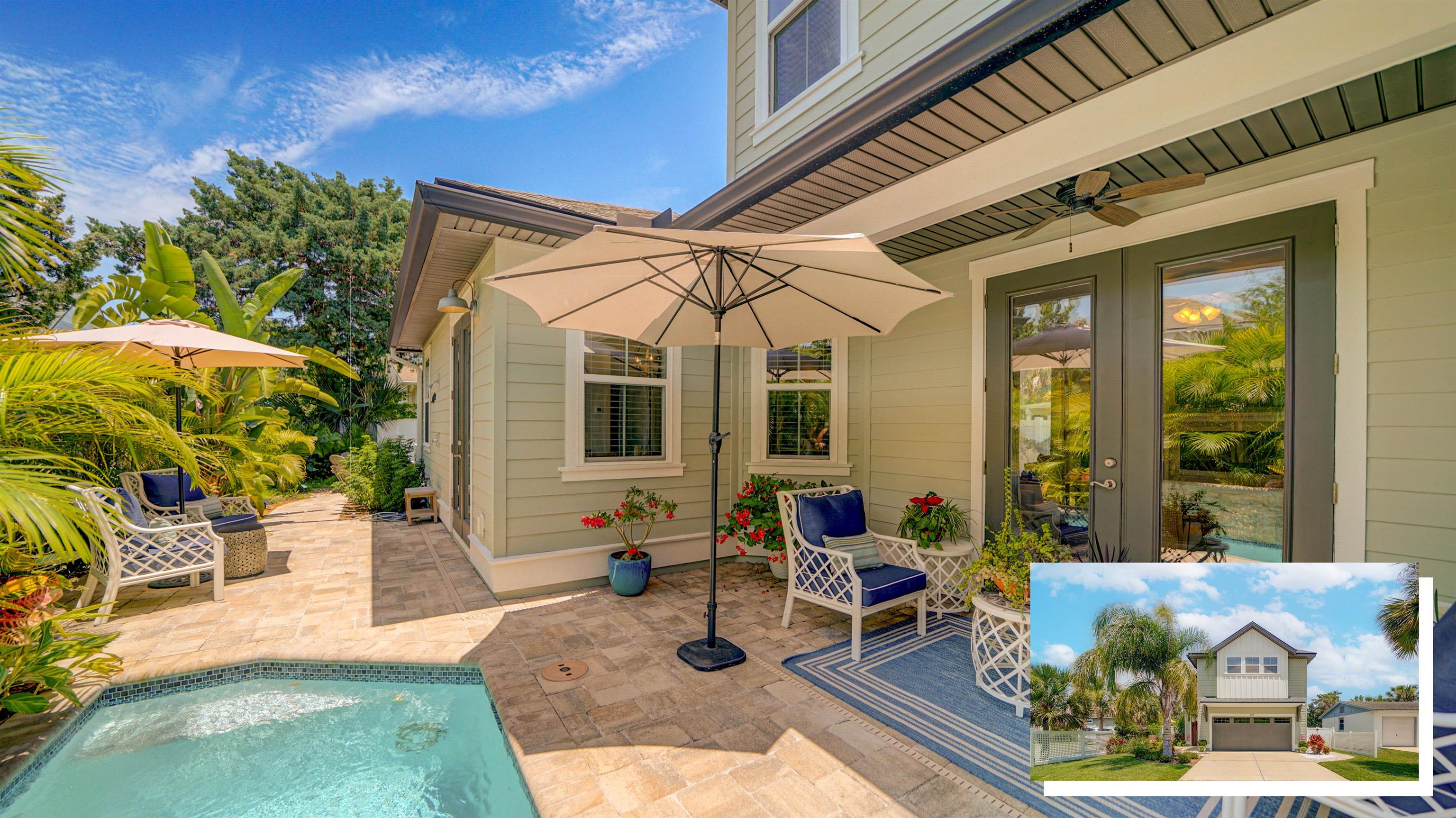 304 Ribault Street St. Augustine, FL 32080 - Photo 2 of 69 a view of a patio with couches table and chairs and potted plants