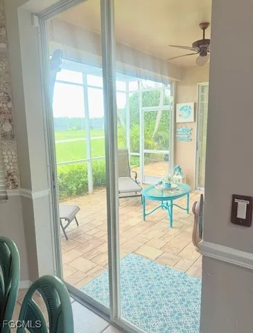 a bench sitting in front of a window