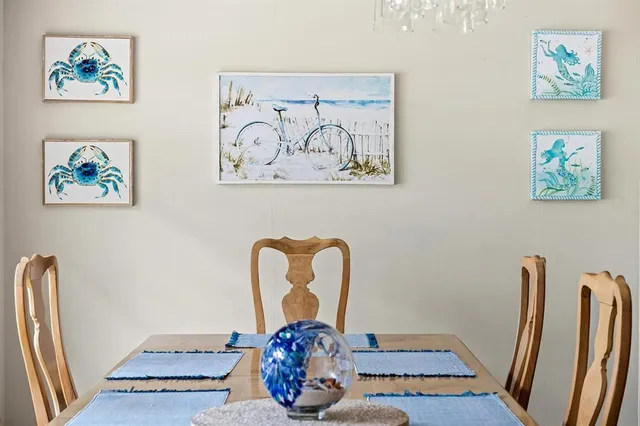 a view of painting on wooden floor