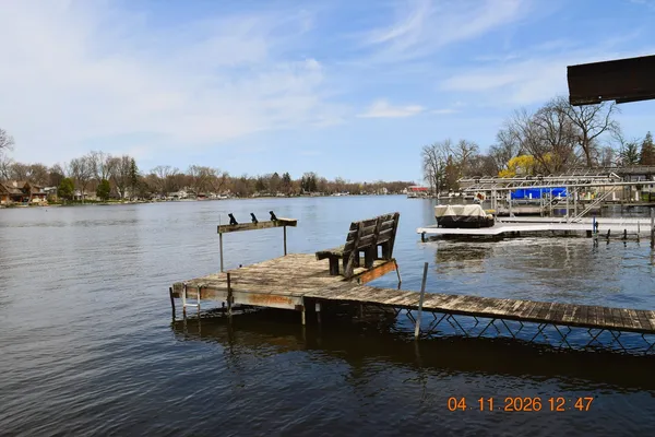 a view of a lake with houses