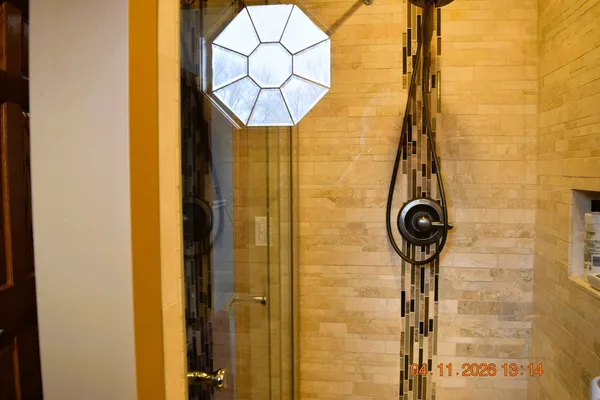 a bathroom with a shower