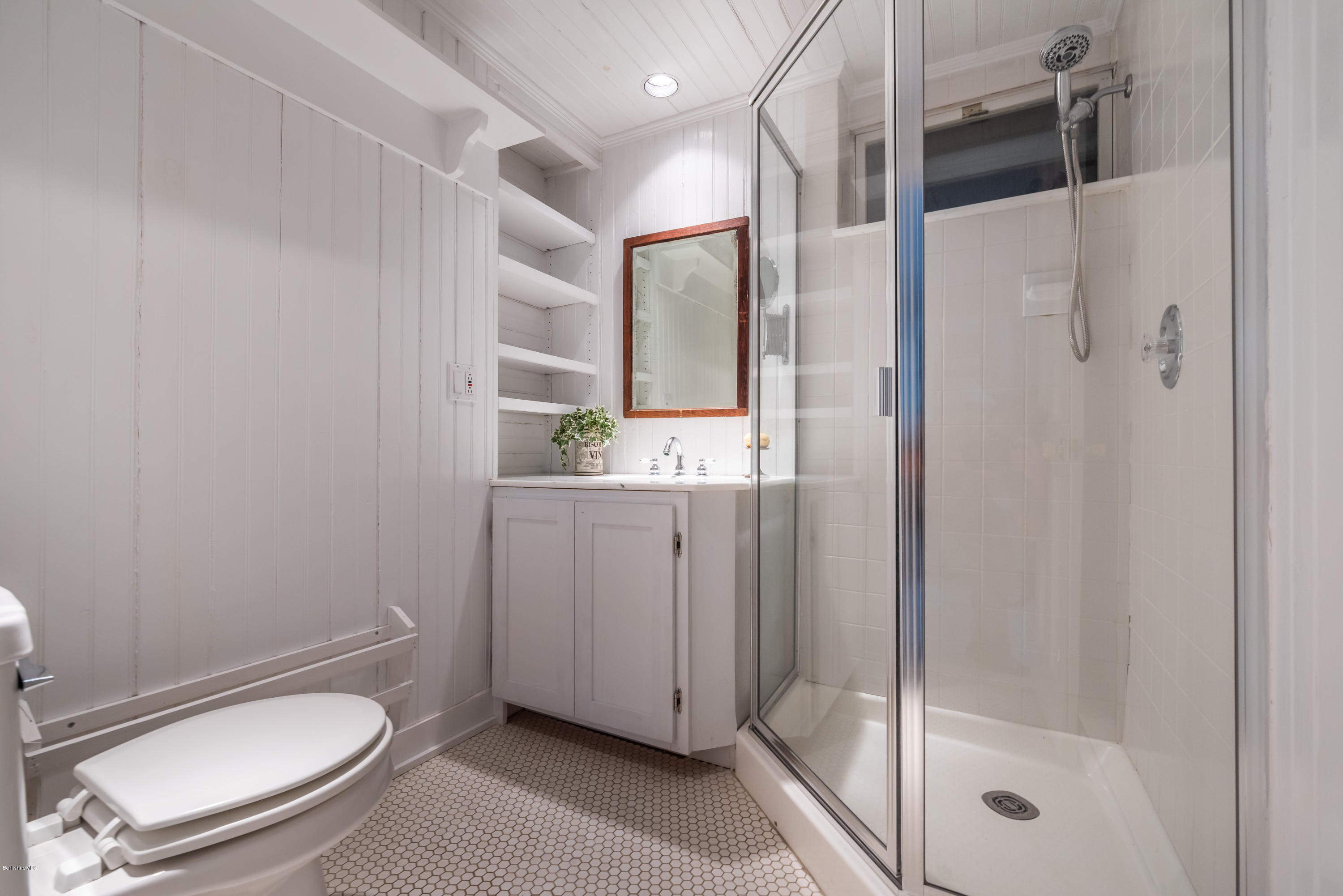 42 Lake Rd Extension Richmond, MA 01201 - Photo 34 of 40 a bathroom with a granite countertop sink toilet and shower