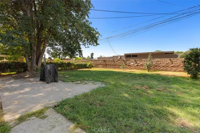 a view of a field with an trees