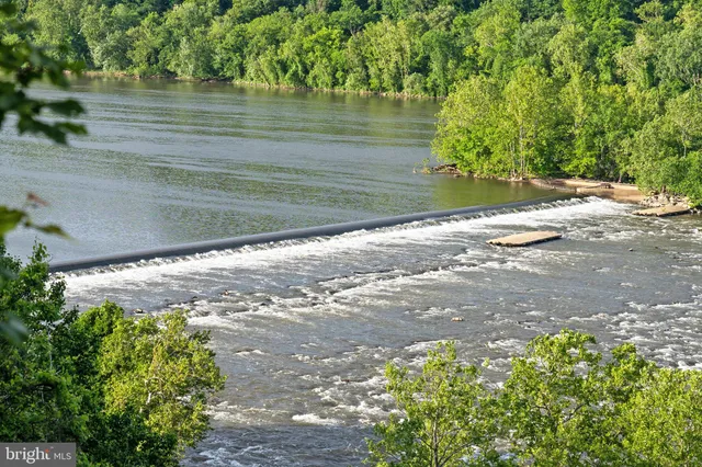 a backyard of a house with lots of green space and lake view