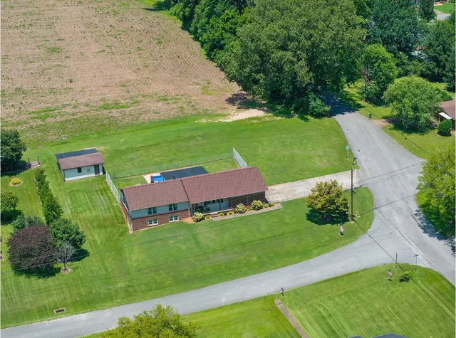 an aerial view of a house