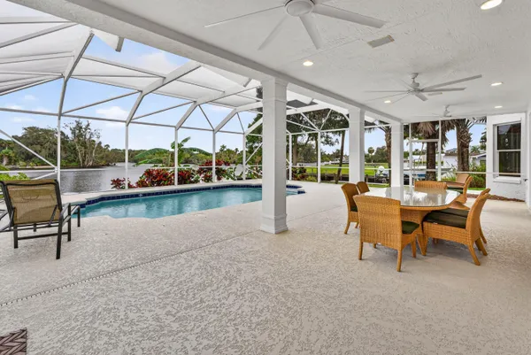 a view of a lake with wooden stairs and lake view