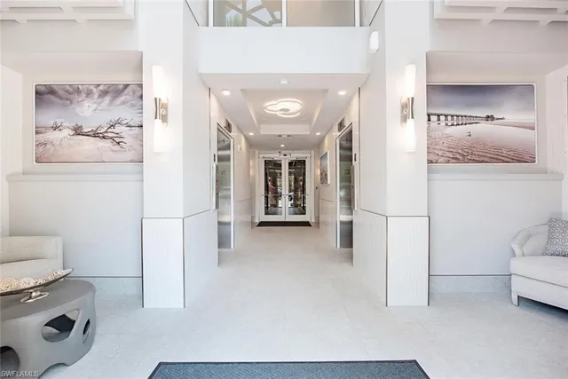 a view of a hallway with workspace