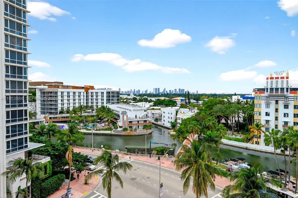 a view of a city with tall buildings