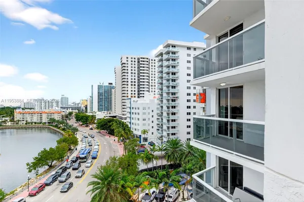 a view of a city from a balcony