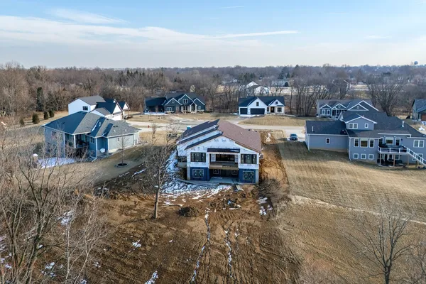 a aerial view of a house with a garden