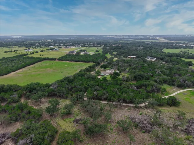 a view of a city with lush green forest