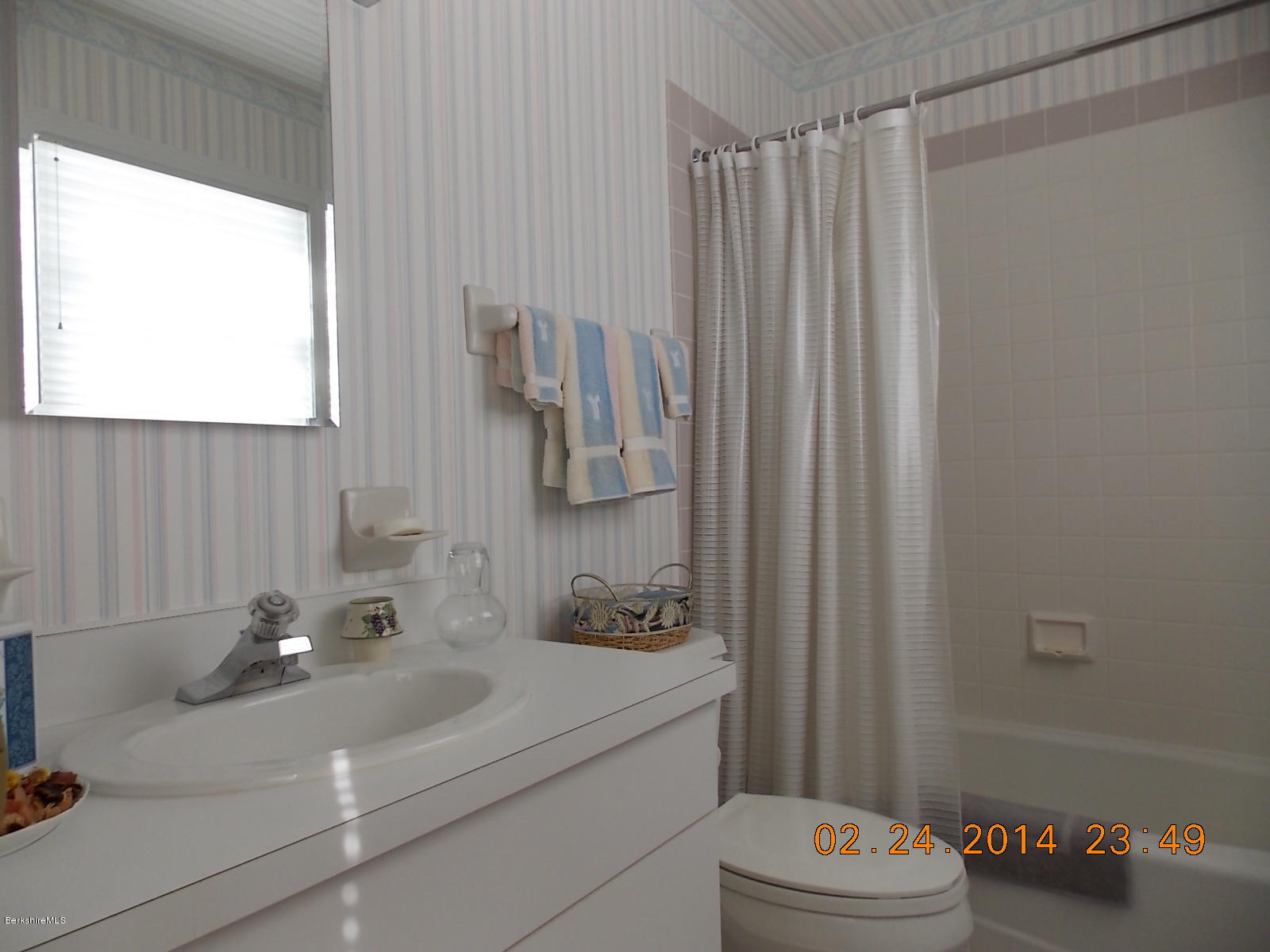 1136-9 Barker Road, Unit 9 Pittsfield, MA 01201 - Photo 16 of 45 a bathroom with a sink a toilet and shower curtain