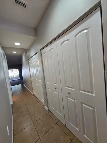 an empty room with a door