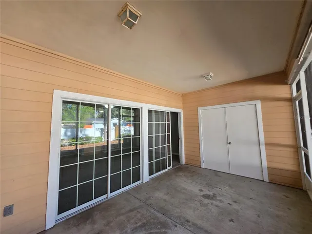 a view of a black and white door