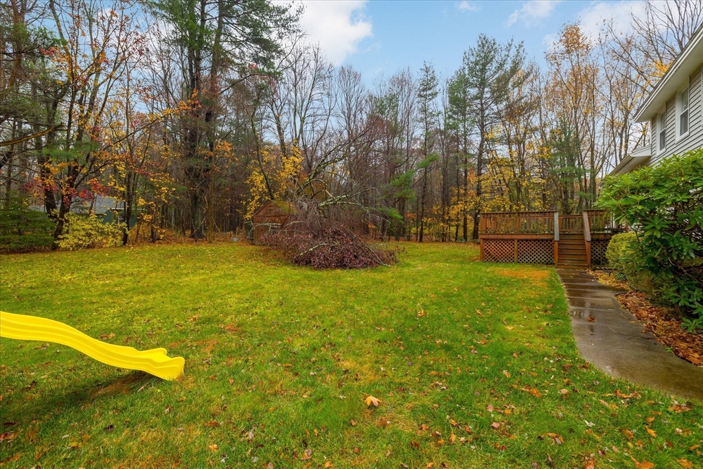 405 Cross Street Boylston, MA 01505 - Photo 27 of 34 a backyard of a house with lots of green space and fountain