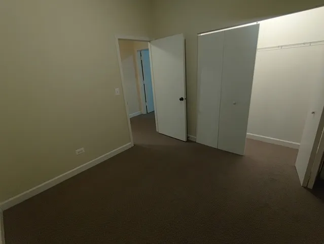 an empty room with a door