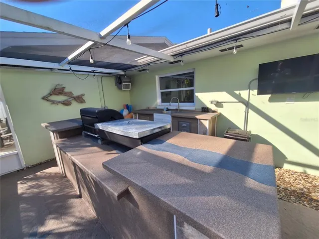 a view of an outdoor space with seating area