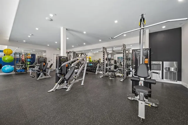 a view of a room with gym equipment