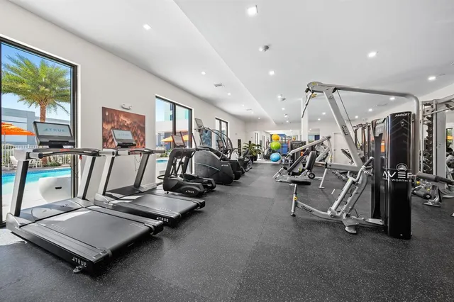 a view of a room with gym equipment