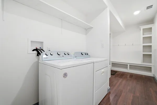 a utility room with dryer and washer