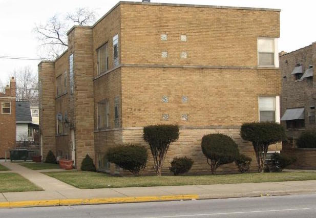 a view of a brick building