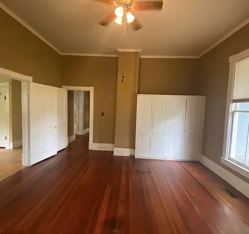 a view of a chandelier in a house
