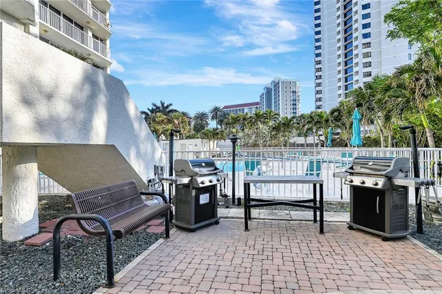 a view of a terrace with furniture