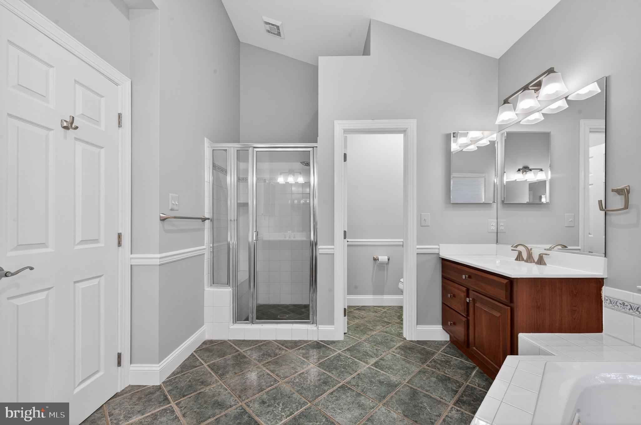 6601 Colchester Road Fairfax Station, VA 22039 - Photo 39 of 78 a spacious bathroom with a mirror sink and shower
