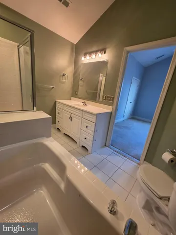 a bathroom with a sink mirror vanity and toilet
