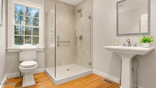 a room with storage and door