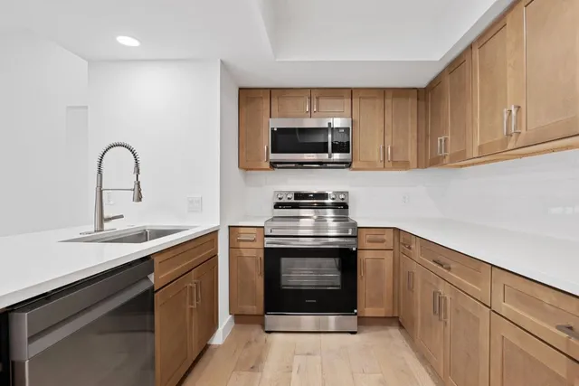 a view of a big room with wooden floor