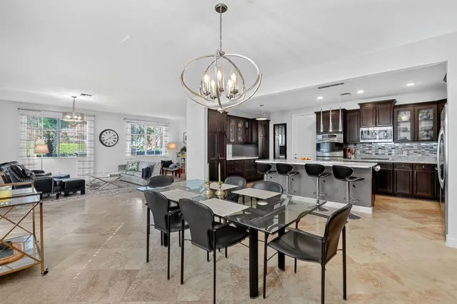 a view of a dining room and livingroom view