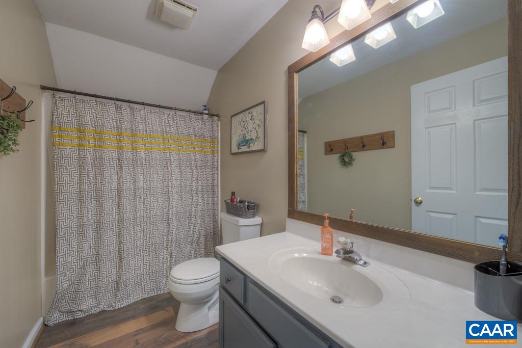 235 Spring Oaks Lane Ruckersville, VA 22968 - Photo 31 of 44 a bathroom with a toilet a sink and a large mirror