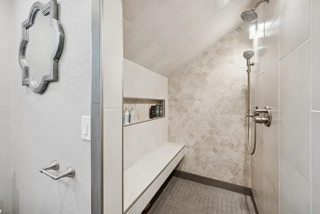 a view of a house with pool porch and sitting area