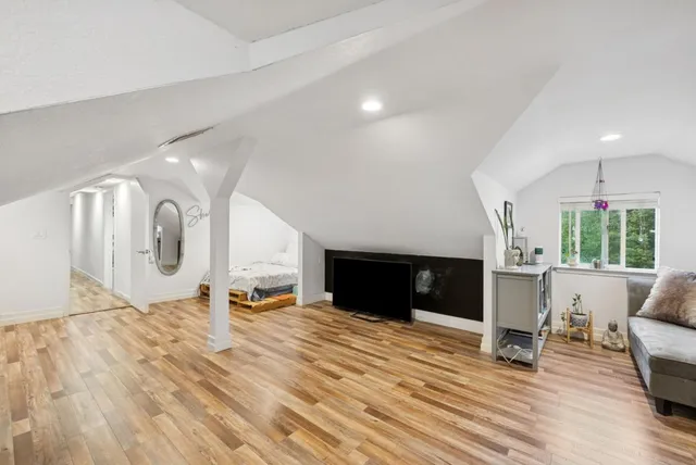 an aerial view of a house with outdoor space pool patio and outdoor seating