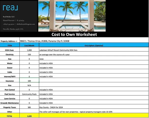 $469,000 | 9860 South Thomas Drive, Unit 1806, Panama City Beach, FL 32408