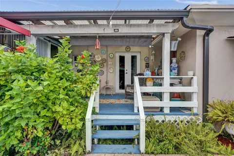 front view of a building with an outdoor space