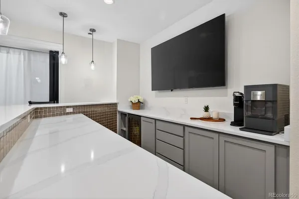 a living room with furniture