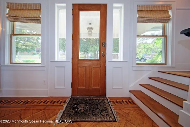 a view of a room that has a window