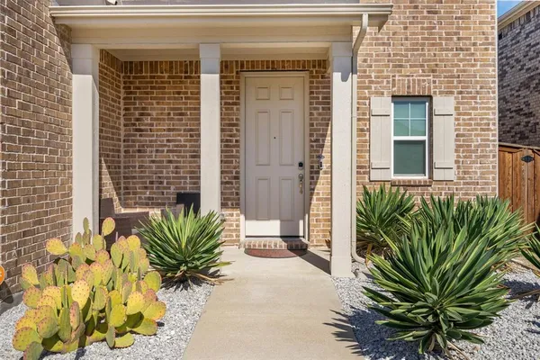a potted plant in front of a house