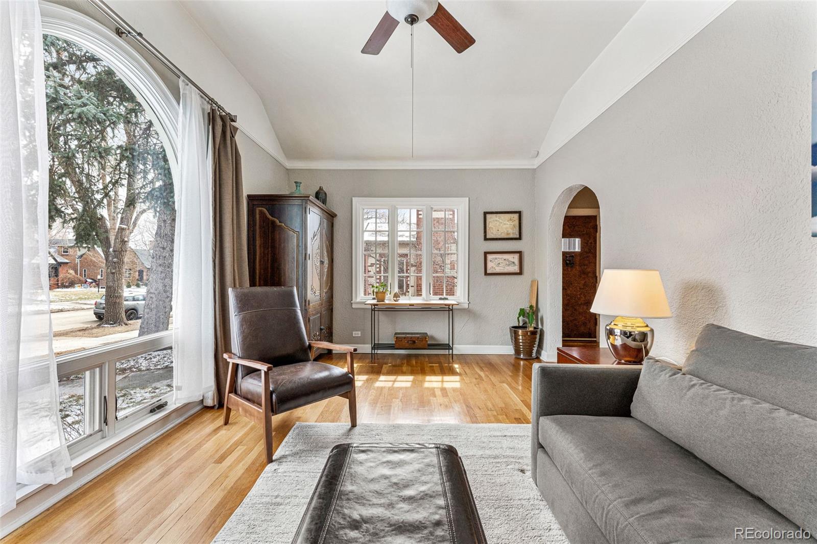 1639 Grape Street Denver, CO 80220 - Photo 6 of 39 a living room with furniture and a fireplace