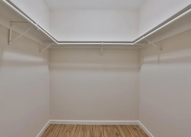 a view of an empty walk in closet