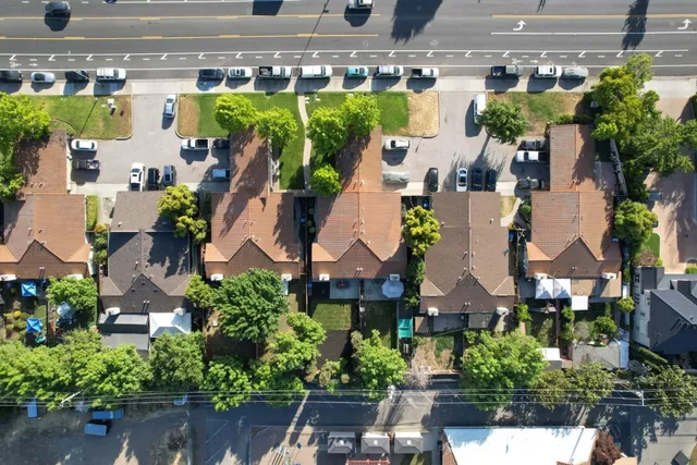 an aerial view of multiple houses