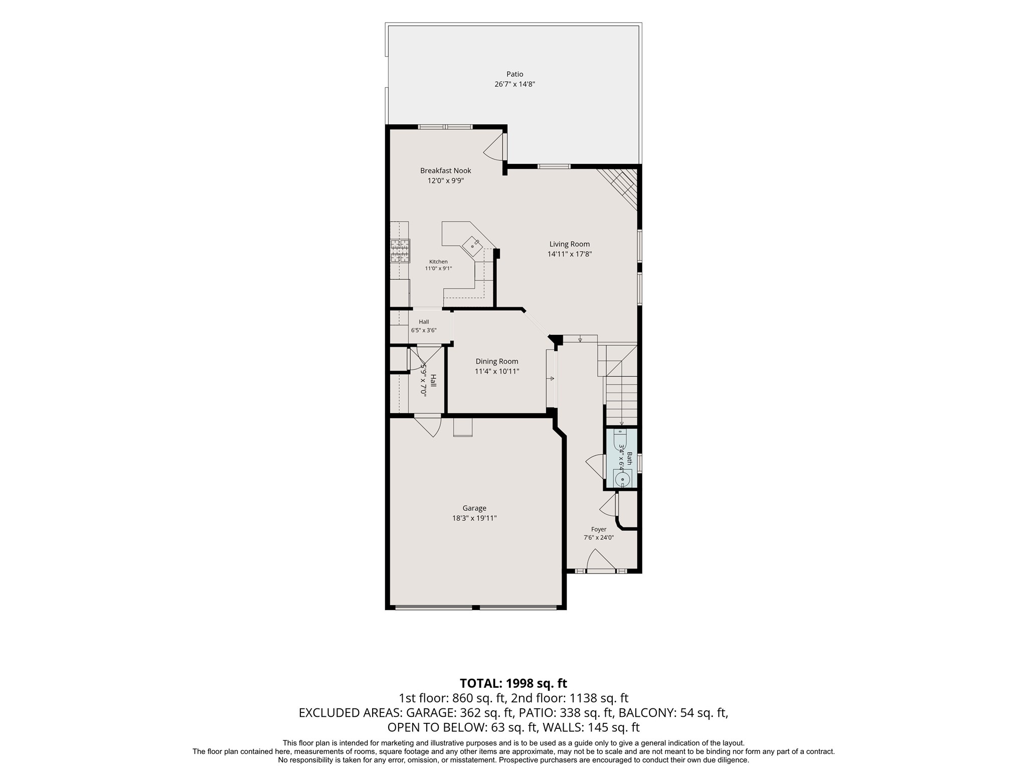 7618 North Linpar Court Houston, TX 77040 - Photo 33 of 34 First Floor Floor Plan including 2 car attached garage and Private Courtyard.