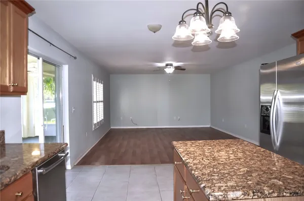 a view of a livingroom with a chandelier